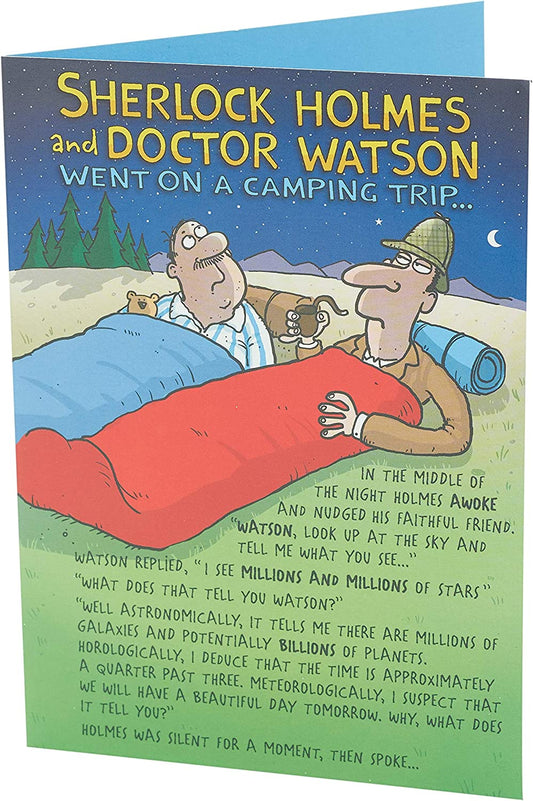 Sherlock Holmes & Doctor Watson Camping Trip? Funny Humour Hanson White Card