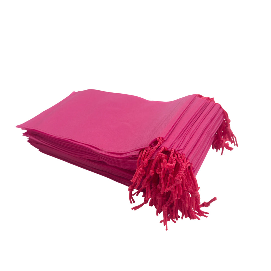 Pack of 50 Pink Coloured 27x20cm Non-Woven Drawstring Bags