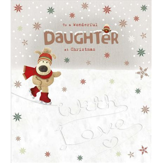 To a Wonderful Daughter Boofle Ice Skating Design Christmas Card