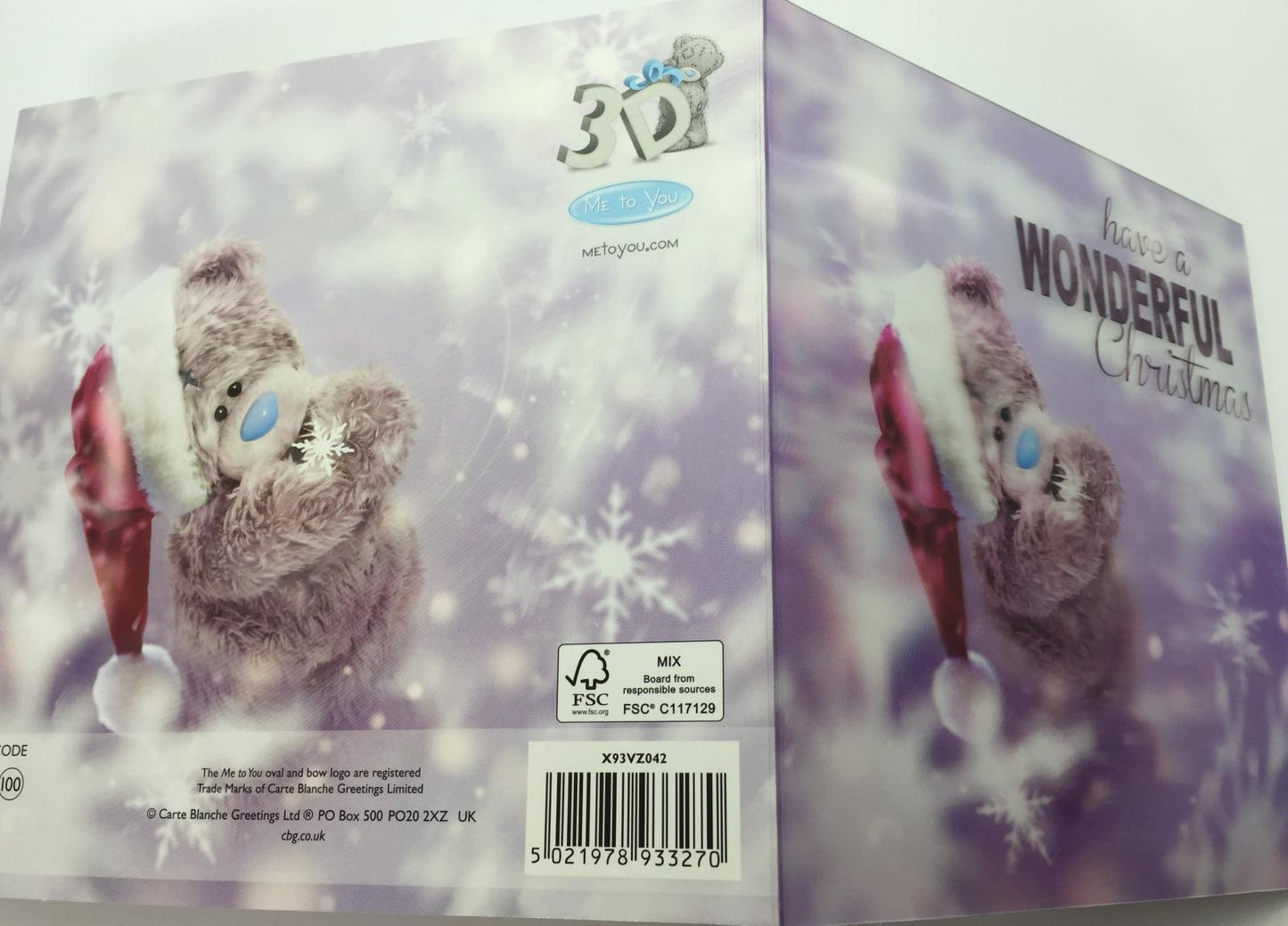 3D Holographic Wonderful Christmas Me to You Bear Christmas Card