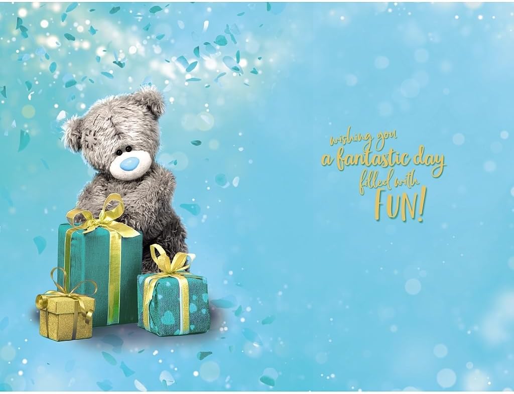 Bear And Gold Ribboned Gift Hip Hip Hooray 15th Birthday Card