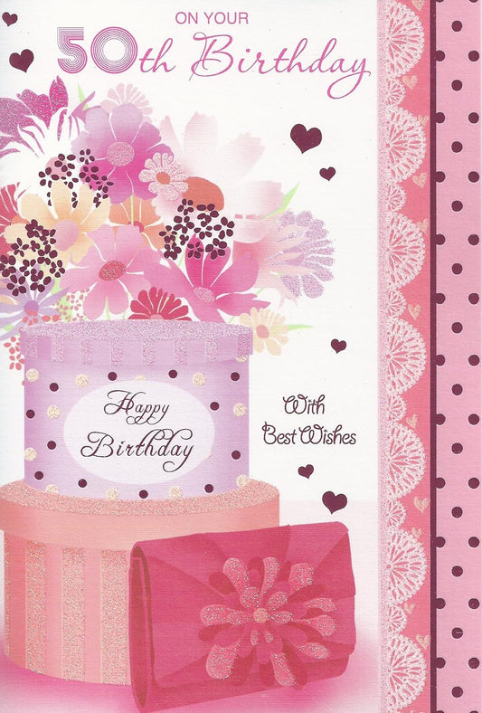 On Your 50th Floral Design Birthday Card