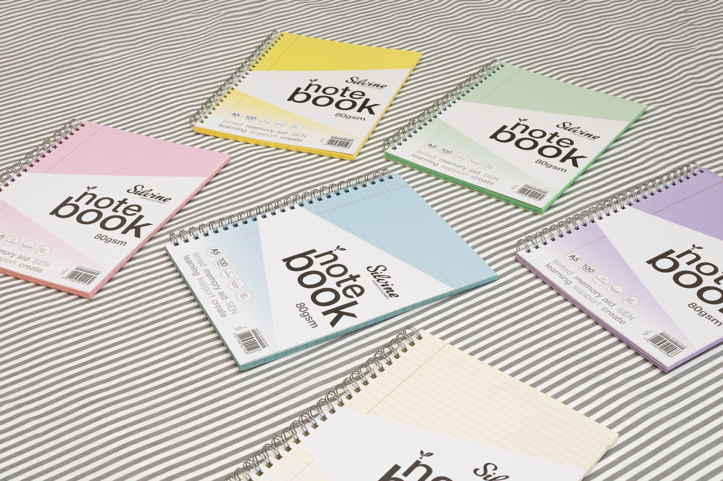 A5+ 100 Pages Twin Wire SEN Yellow Paper Dyslexia Notebook - Lined with Margin