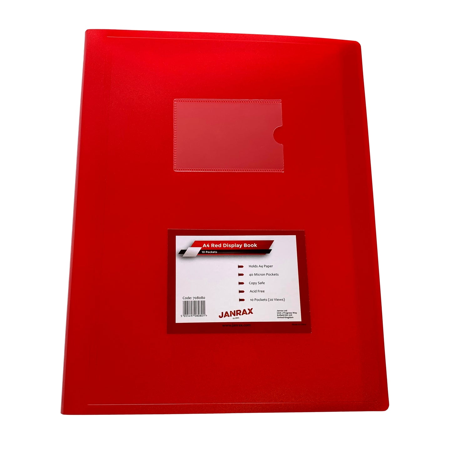 Pack of 5 A4 10 Pocket Red Flexible Cover Display Books