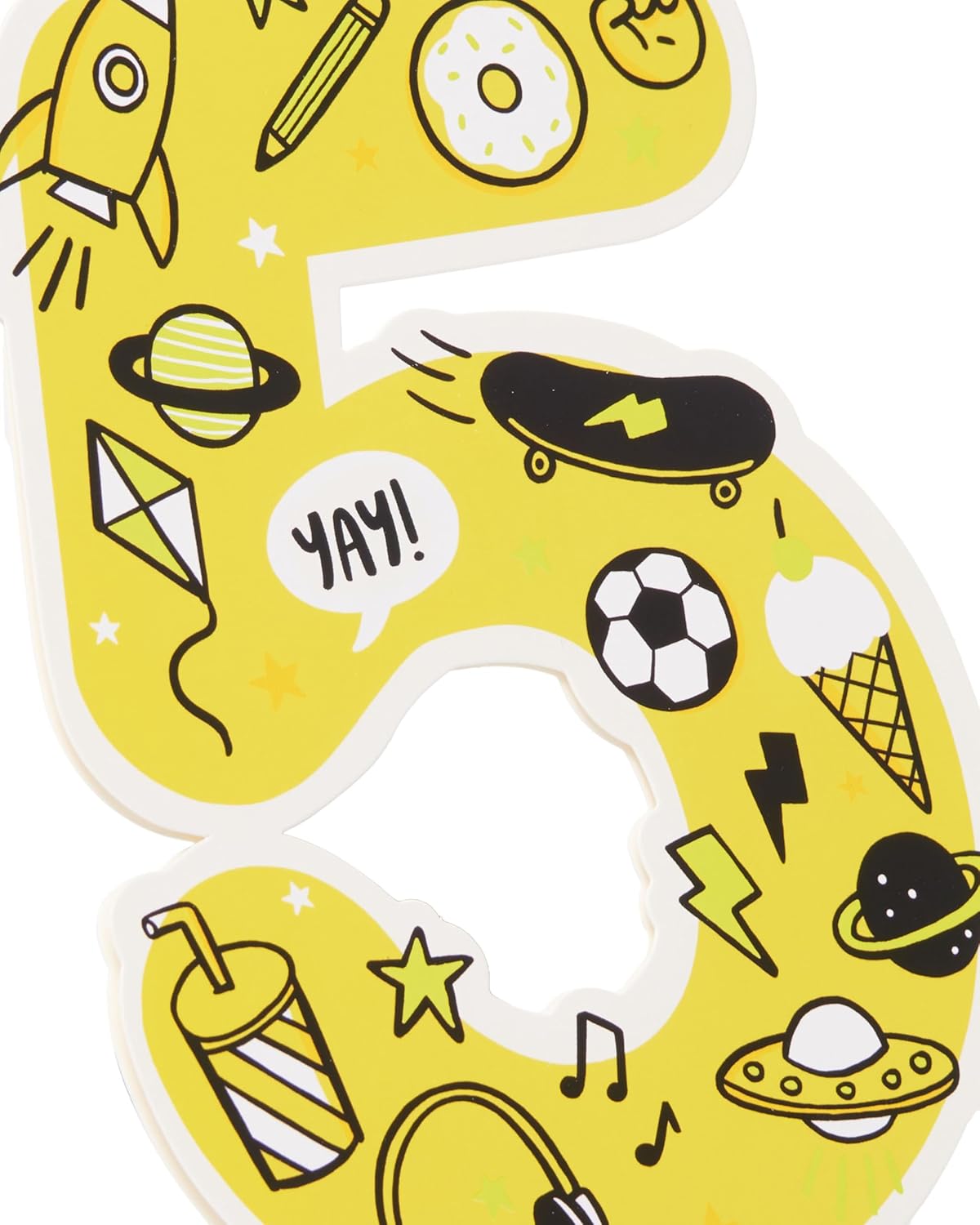 Bright Yellow Design Age 5 Birthday Card