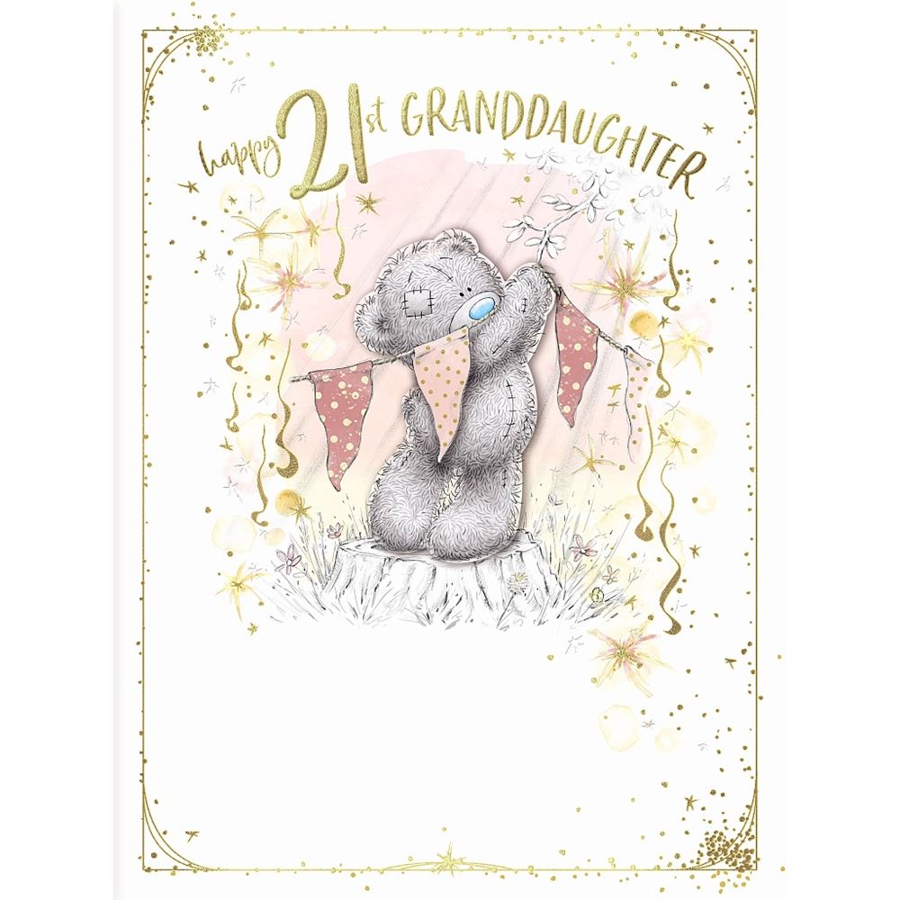 Bear With Bunting Granddaughter 21st Large Birthday Card