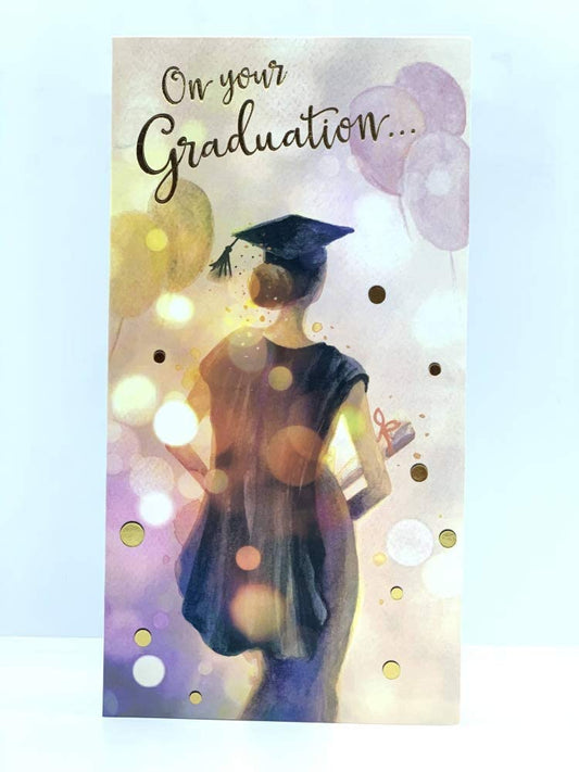 Graduation Card On Your Graduation Girl with Balloons 