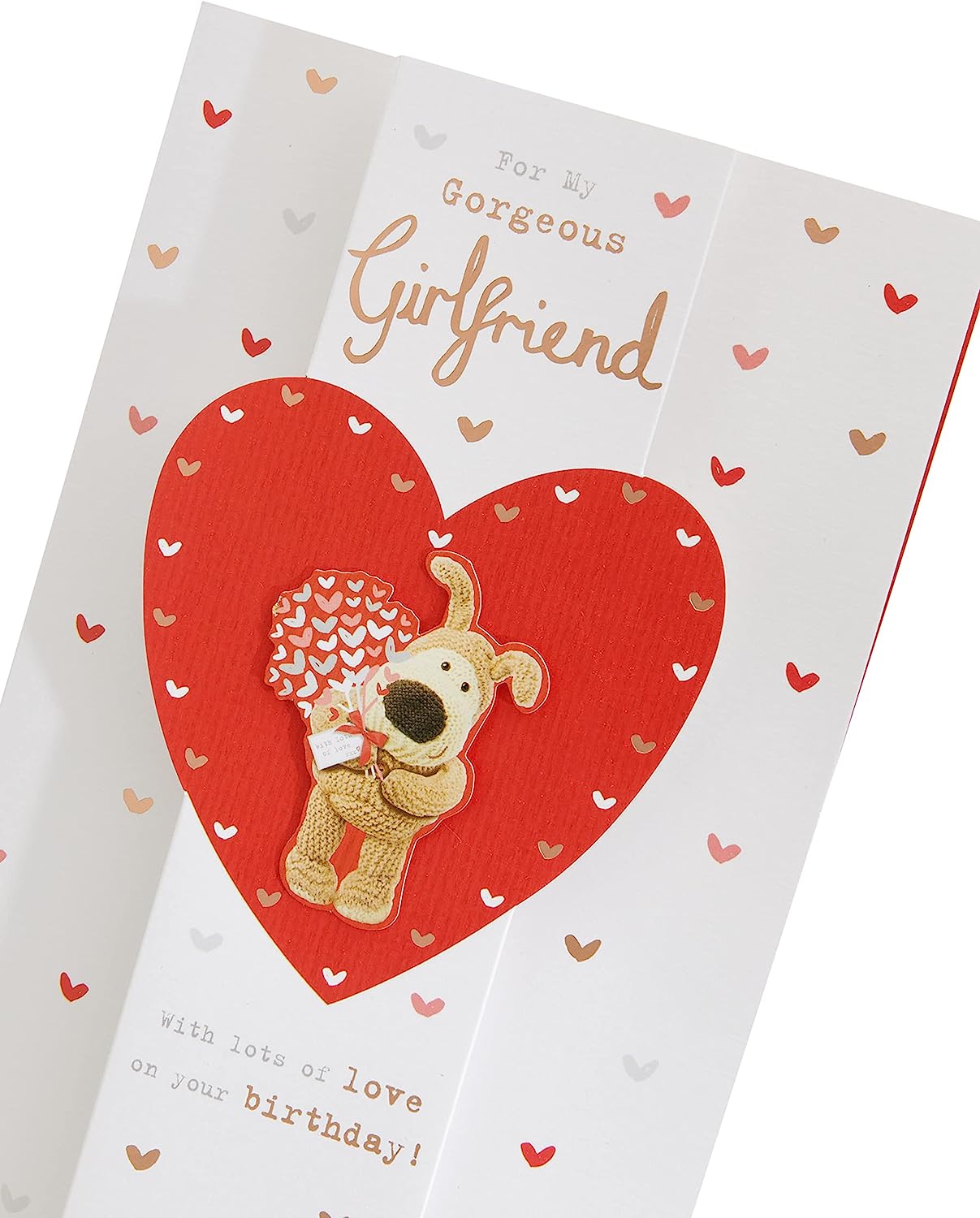 Cute Boofle Design Holding A Bouquet Of Flowers Girlfriend Birthday Card
