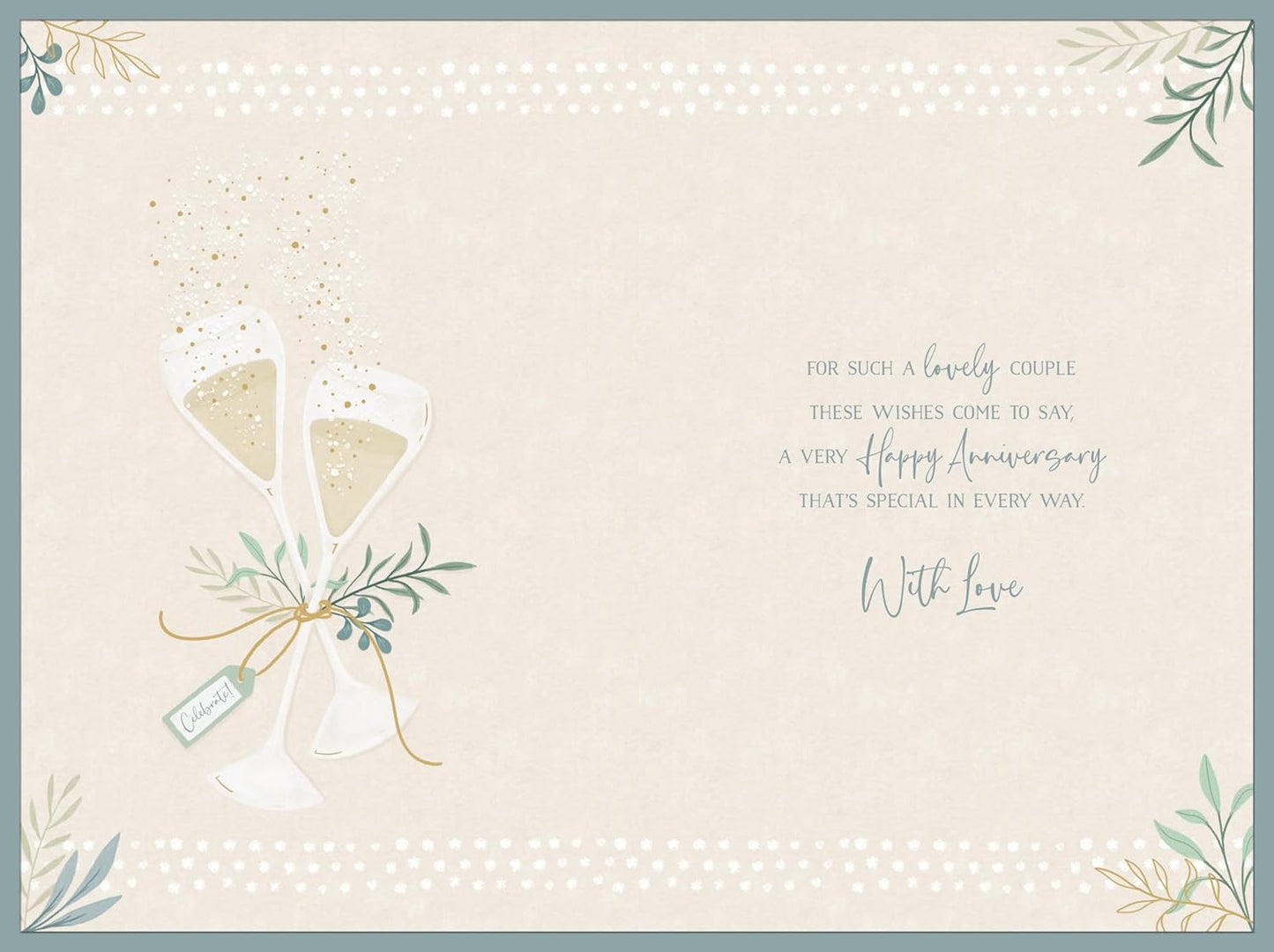 Champagne And Olive Branch Design Brother And Sister In Law Anniversary Card