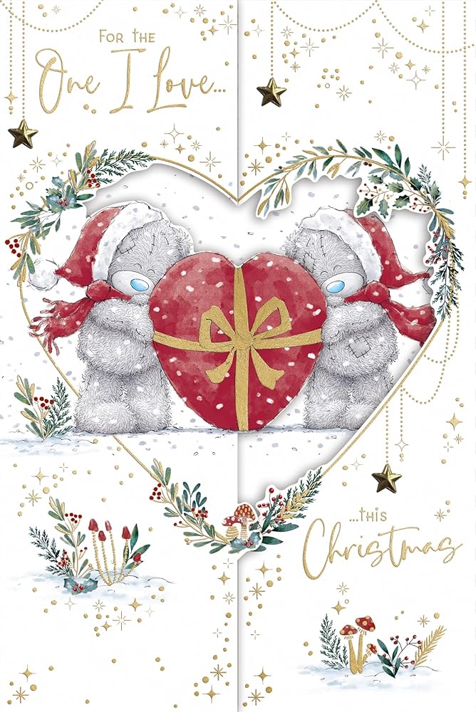 Bears With Heart For One I Love Handmade Luxury Fold-Out Christmas Card