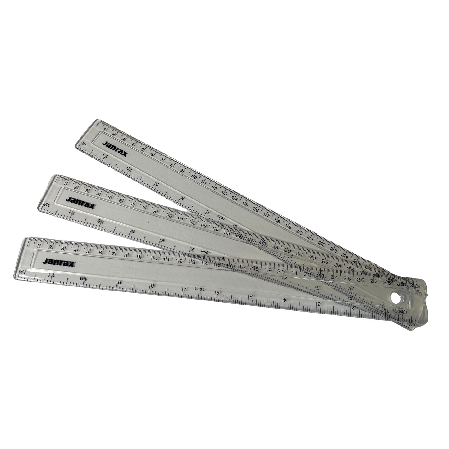 Pack of 10 Shatter Resistant 30cm Plastic Rulers by Janrax