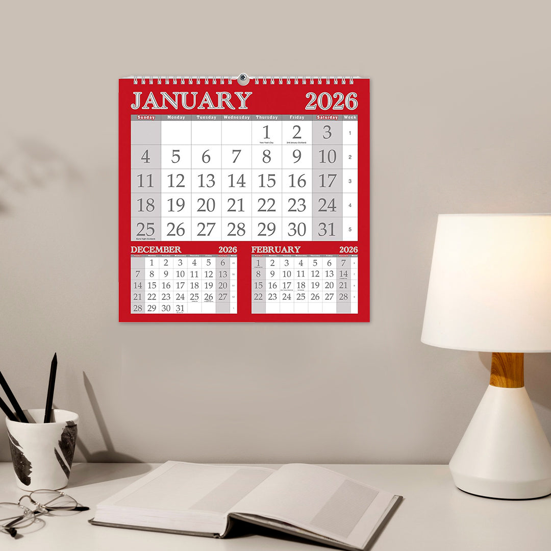 A3 Month To View Calendar 2026 – 297mm x 420mm