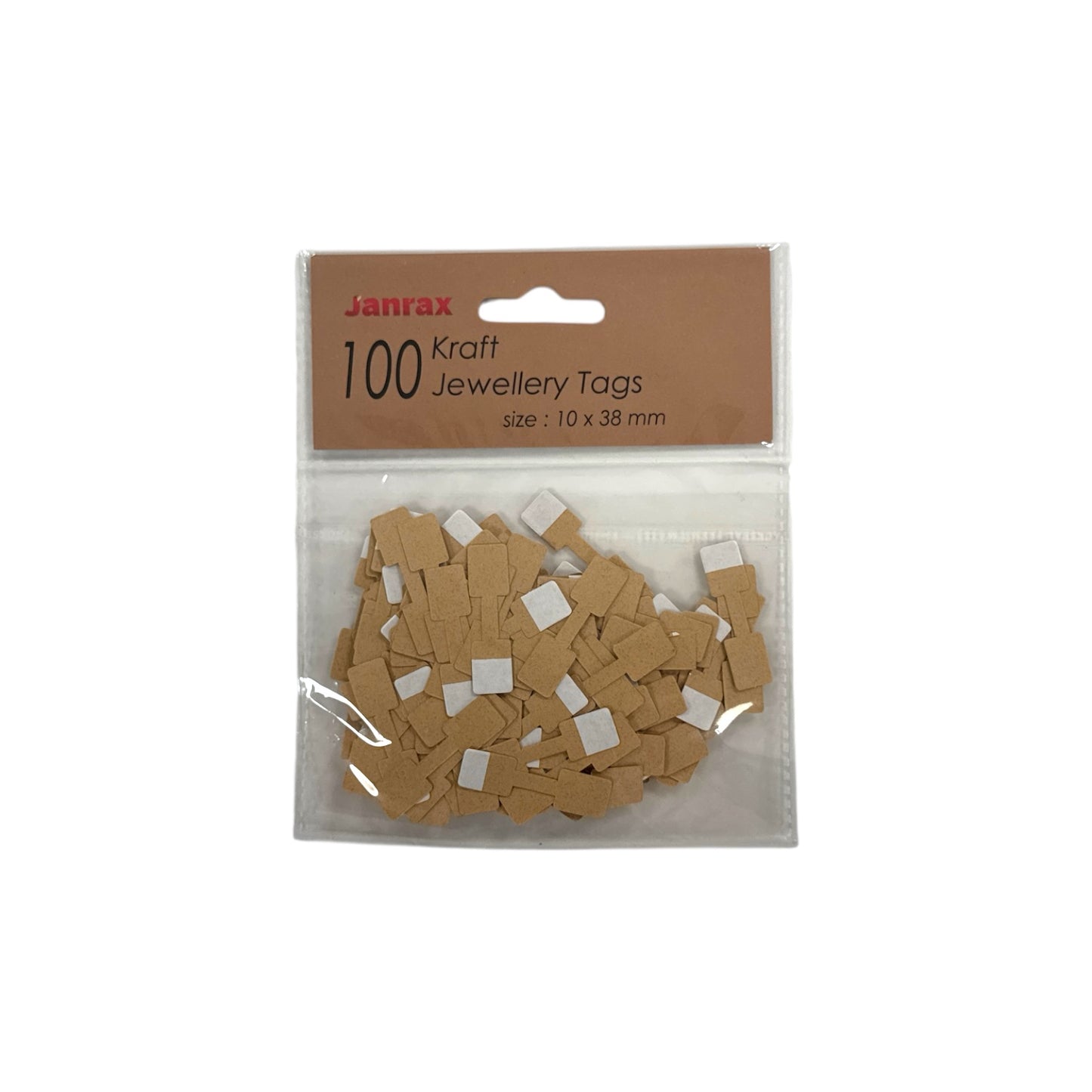 Pack of 100 Kraft Jewellery Tags 10x38mm
