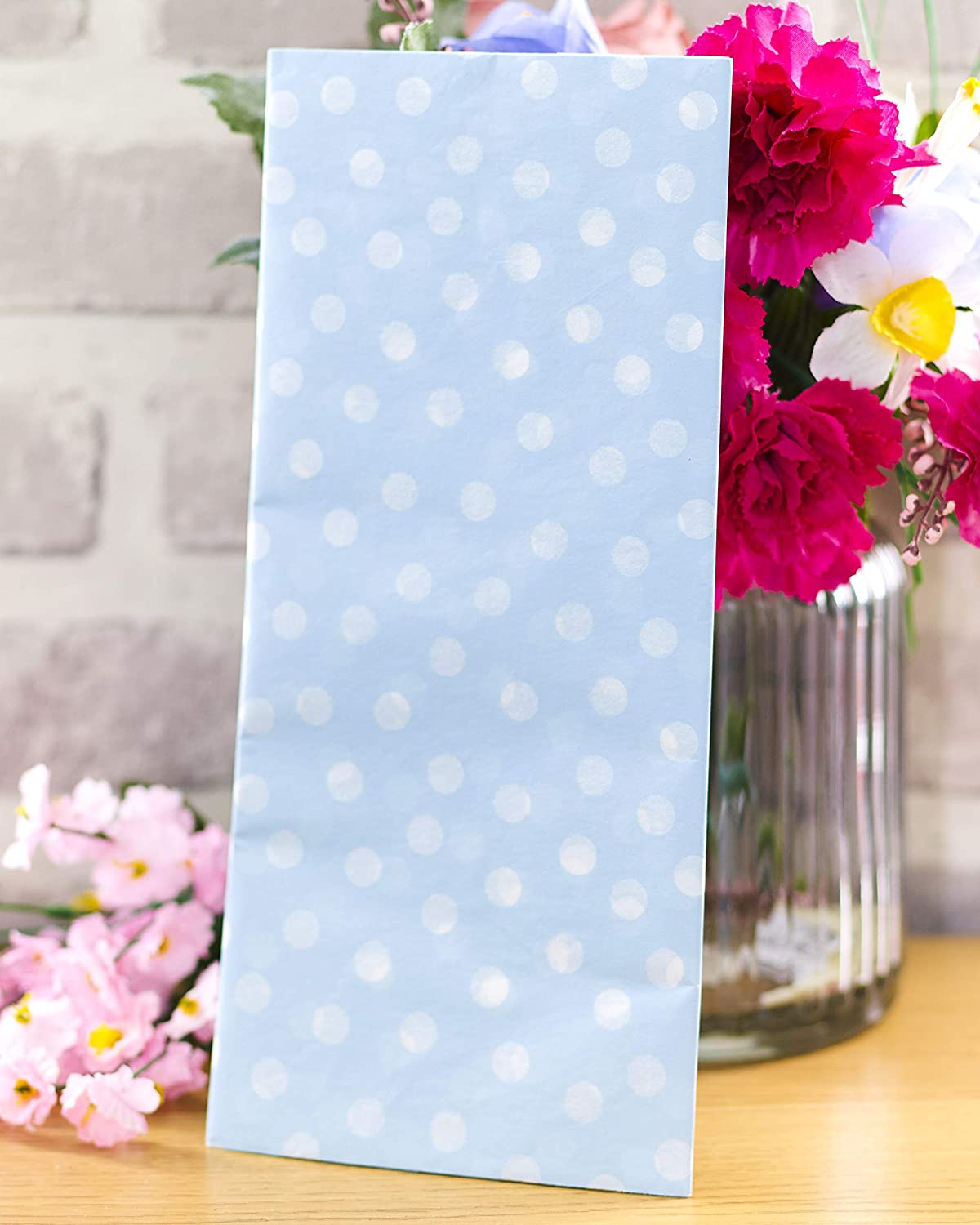 Blue and White Polka Dot Design  3 Sheets Tissue Paper for Gift Bags