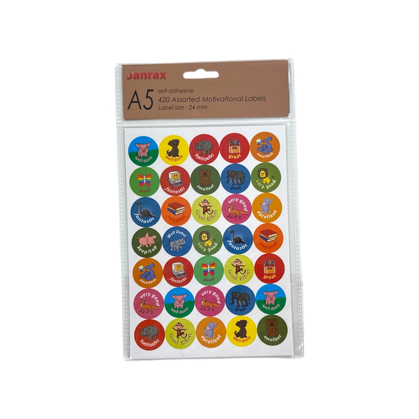 Pack of 420 Motivational Assorted 24mm Self-Adhesive Labels