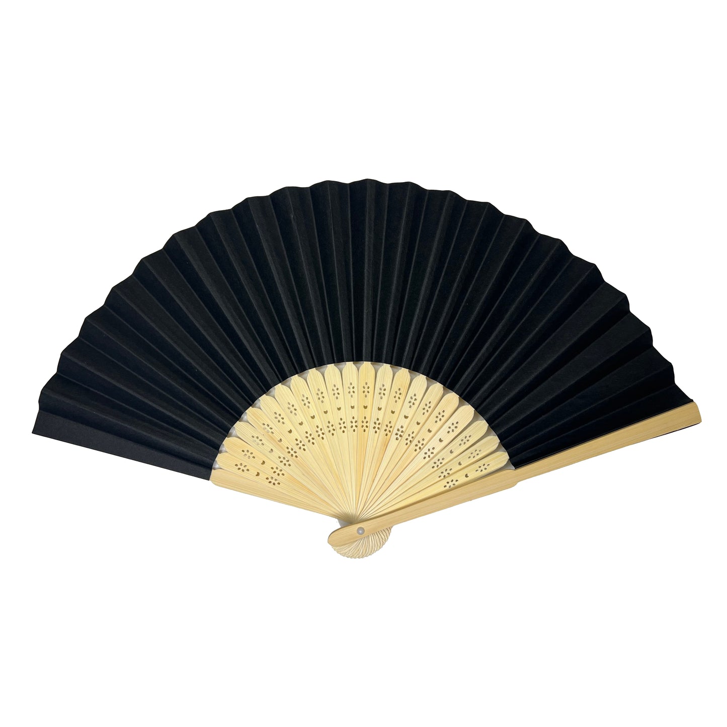 Pack of 500 Black Paper Foldable Hand Held Bamboo Wooden Fans by Parev