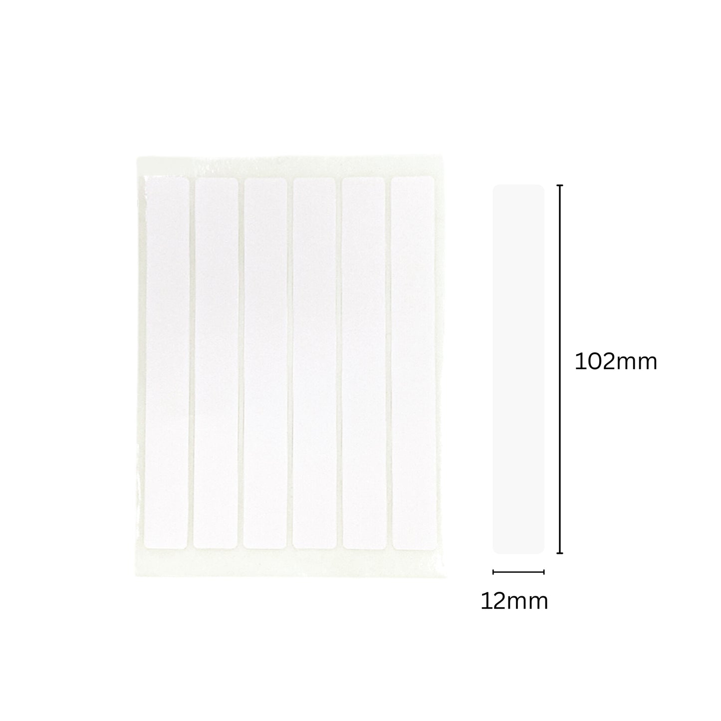 Pack of 48 White 12x102mm Rectangular Labels - Adhesive Stickers