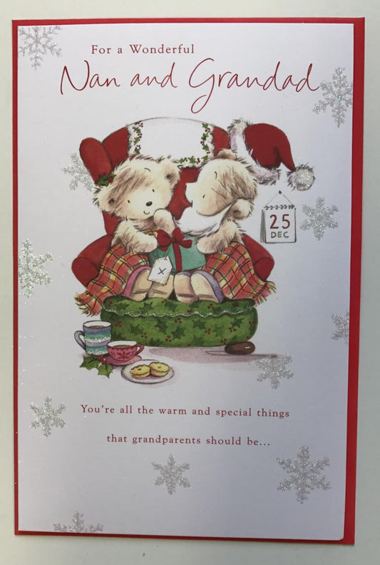 Nan and Grandad Christmas Card Cute Teddys