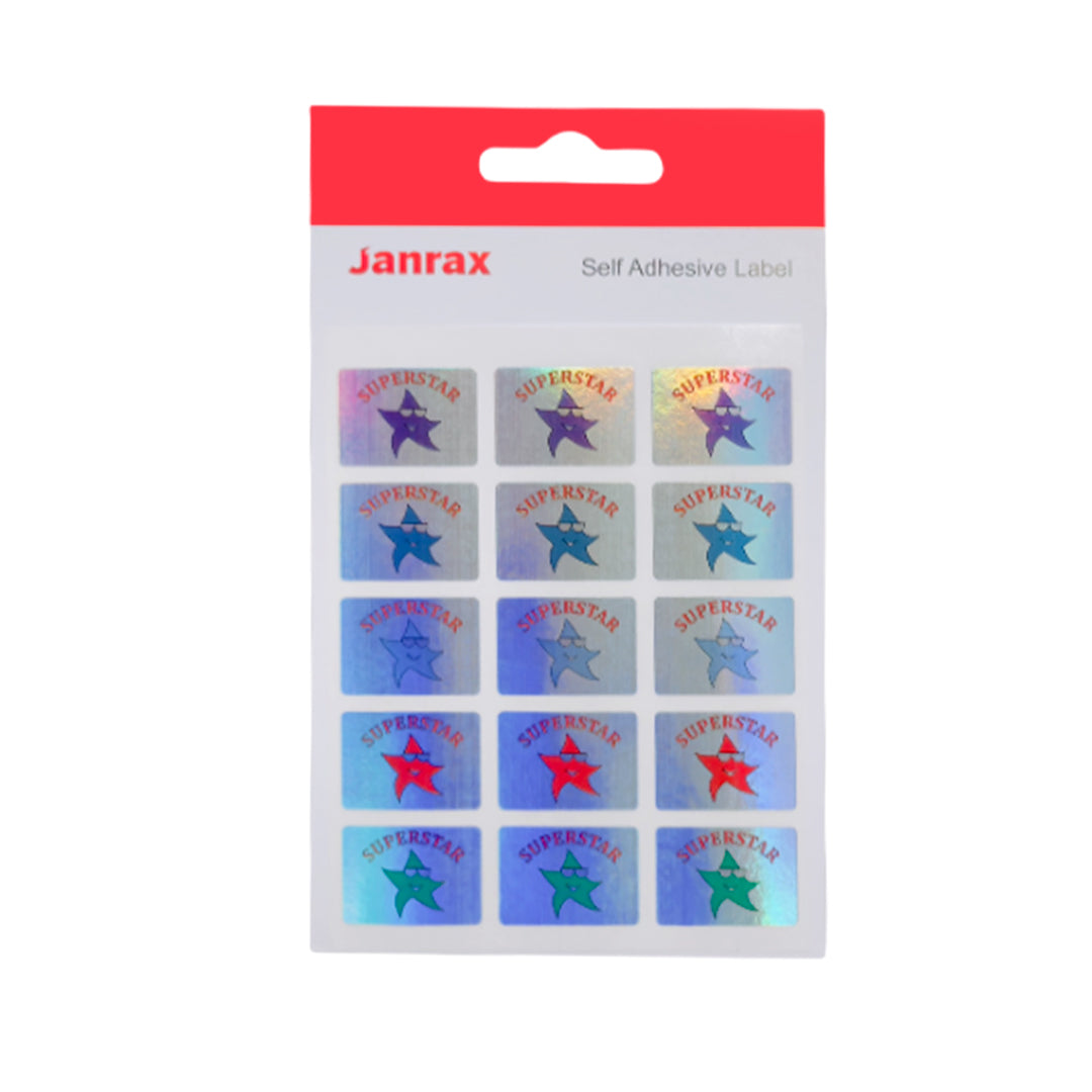 Pack of 180 Superstar Holographic 25x18mm Motivational Self-Adhesive Labels