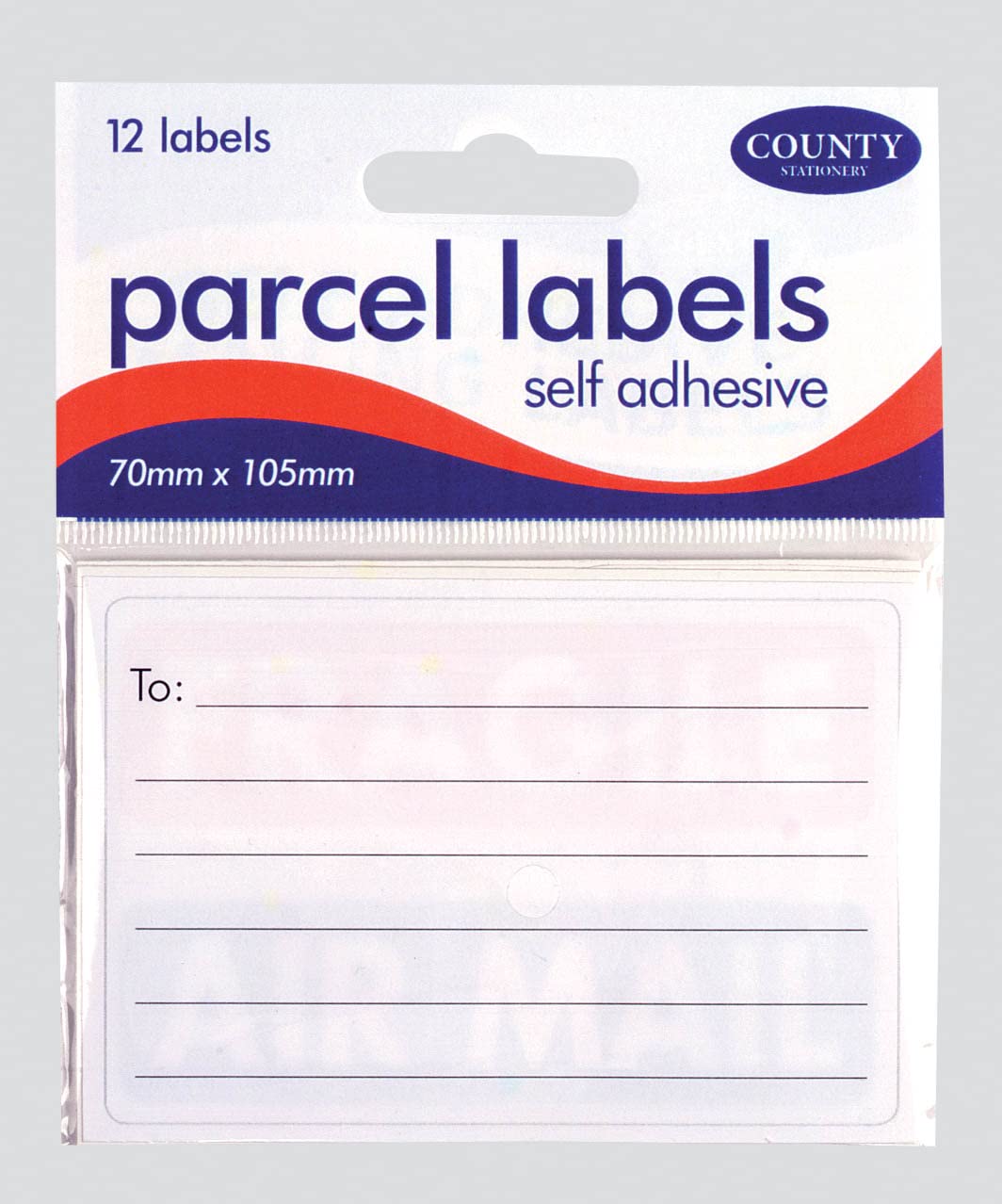 Pack of 12 Self Adhesive Parcel Labels - 70 x 105mm