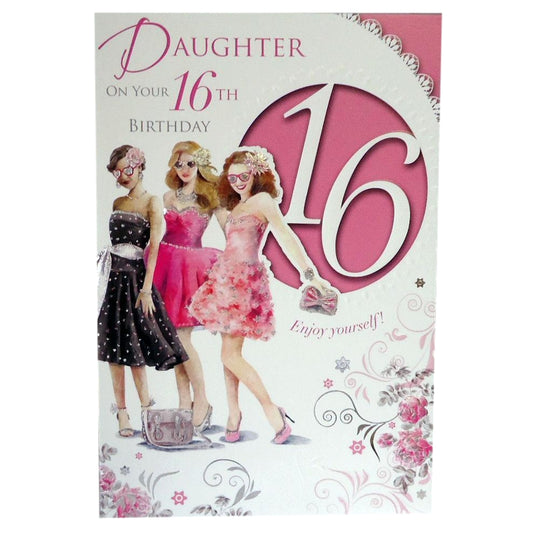 For Daughter 16th Birthday Foil Finished Greeting Card