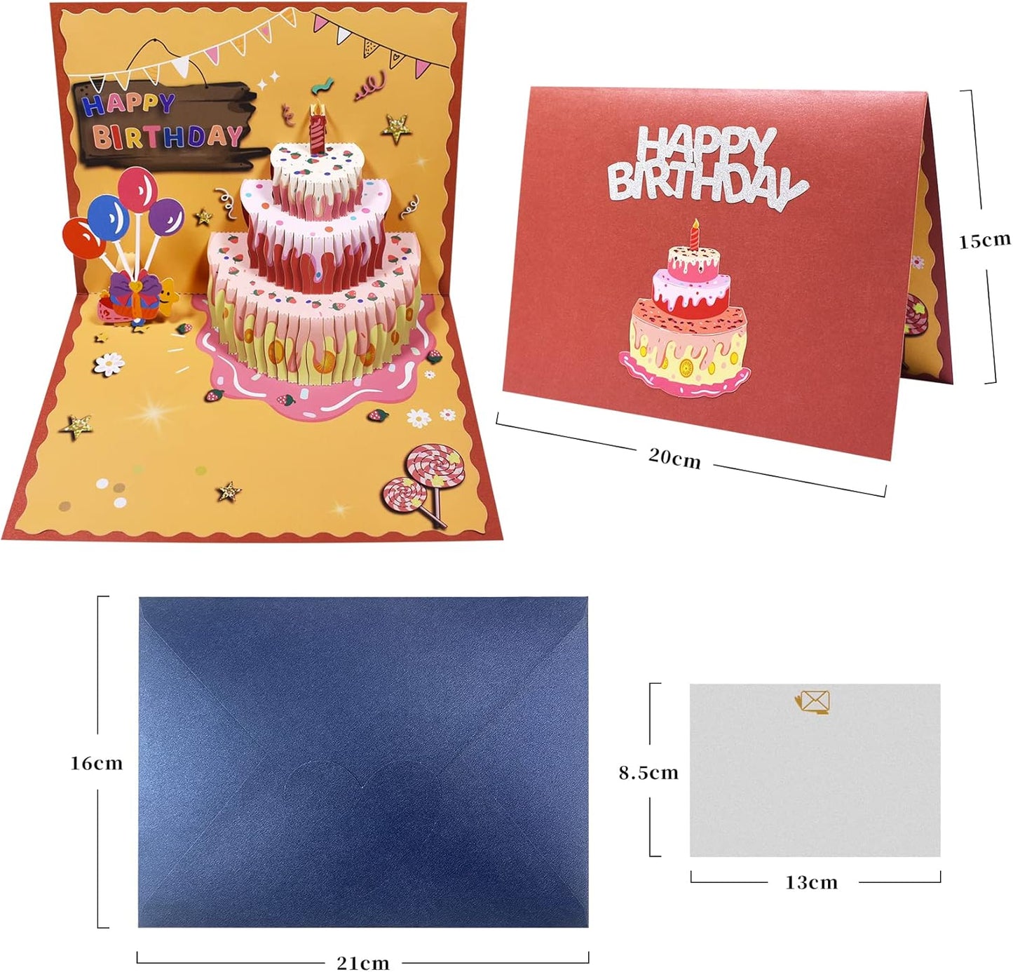 Strawberry Birthday Cake 3D Pop Up Greeting Card