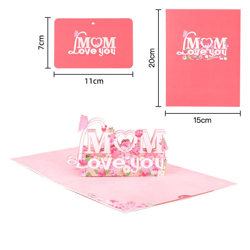 MOM Love You 3D Pop Up Greeting Card - Mother's Day Birthday