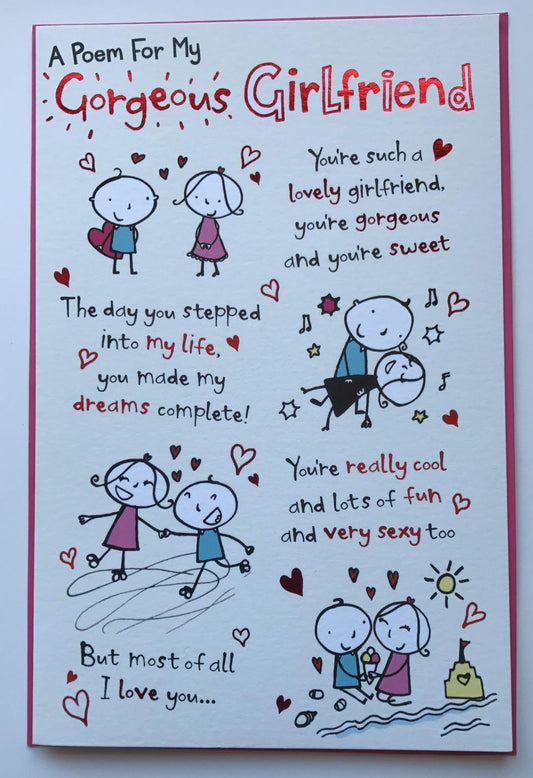 A Poem For My Gorgeous Girlfriend Humour Valentine's Day Card