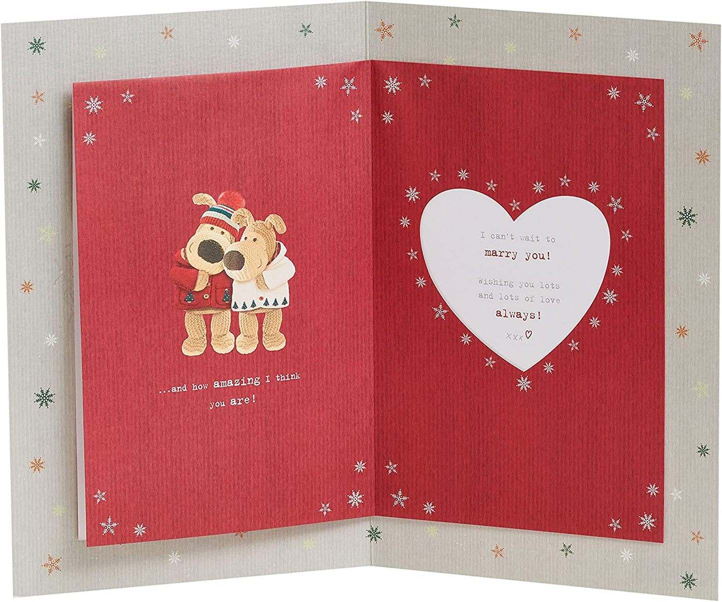 For Fiancee Boofle with a Big Bunch of Poinsetta Flowers Christmas Card