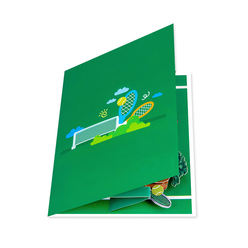 Tennis Game, Set, Snack! Cookie vs Apple 3D Pop Up Greeting Card - Birthday Anniversary Holidays Event