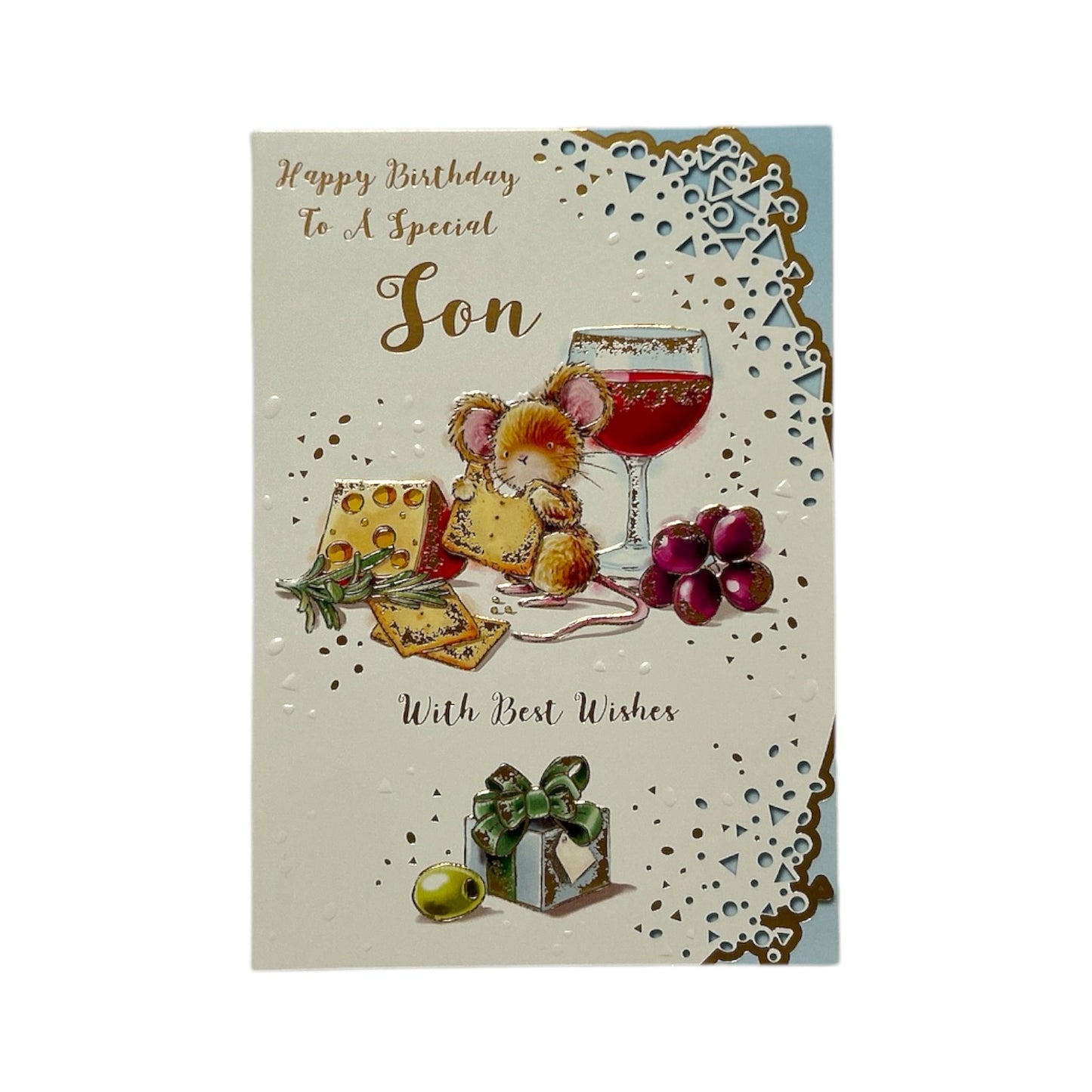 To My Son Mouse Munching Cheese Design Birthday Card
