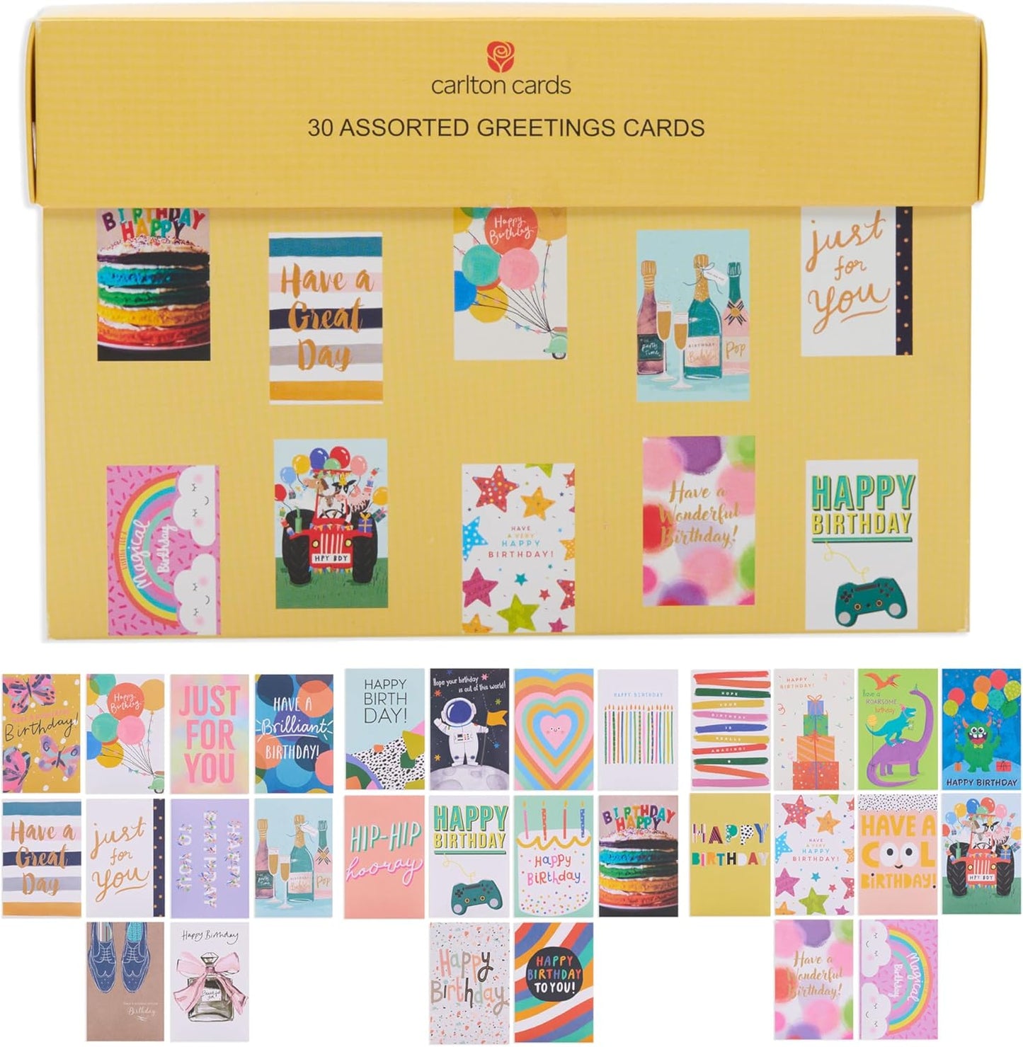 Bright Designs Multipack of 30 Assorted Birthday Cards