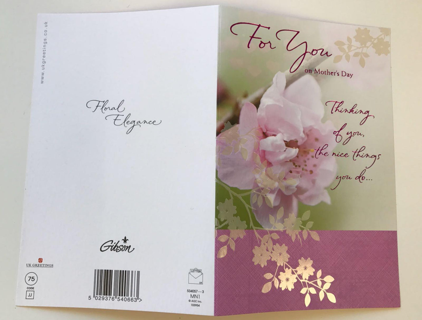 For you on Mother's Day Thinking Of You Nice Verse Greeting Card