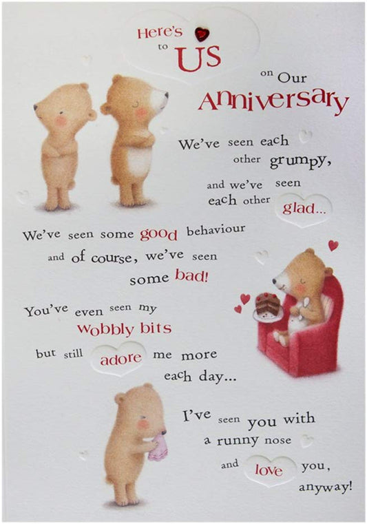 Anniversary Card, Here's To Us with Emboss Effect
