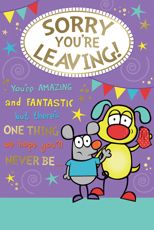 Dog And Rat Saying Bye Design Leaving Witty Words Card
