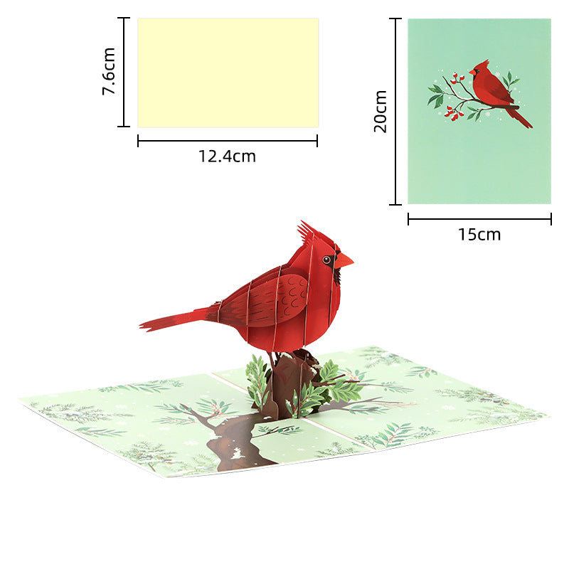 Red Cardinal Charm 3D Pop Up Greeting Card