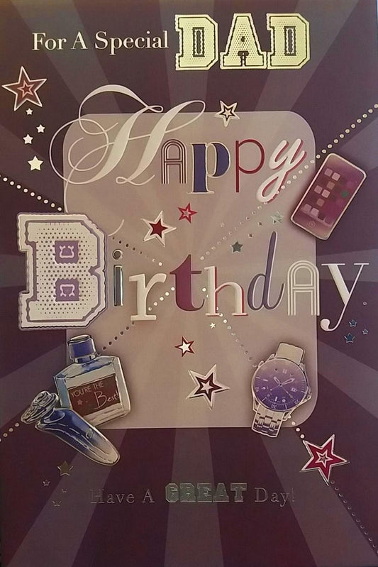 Special Dad Birthday Sentimental Verse Foil Finished Birthday Card