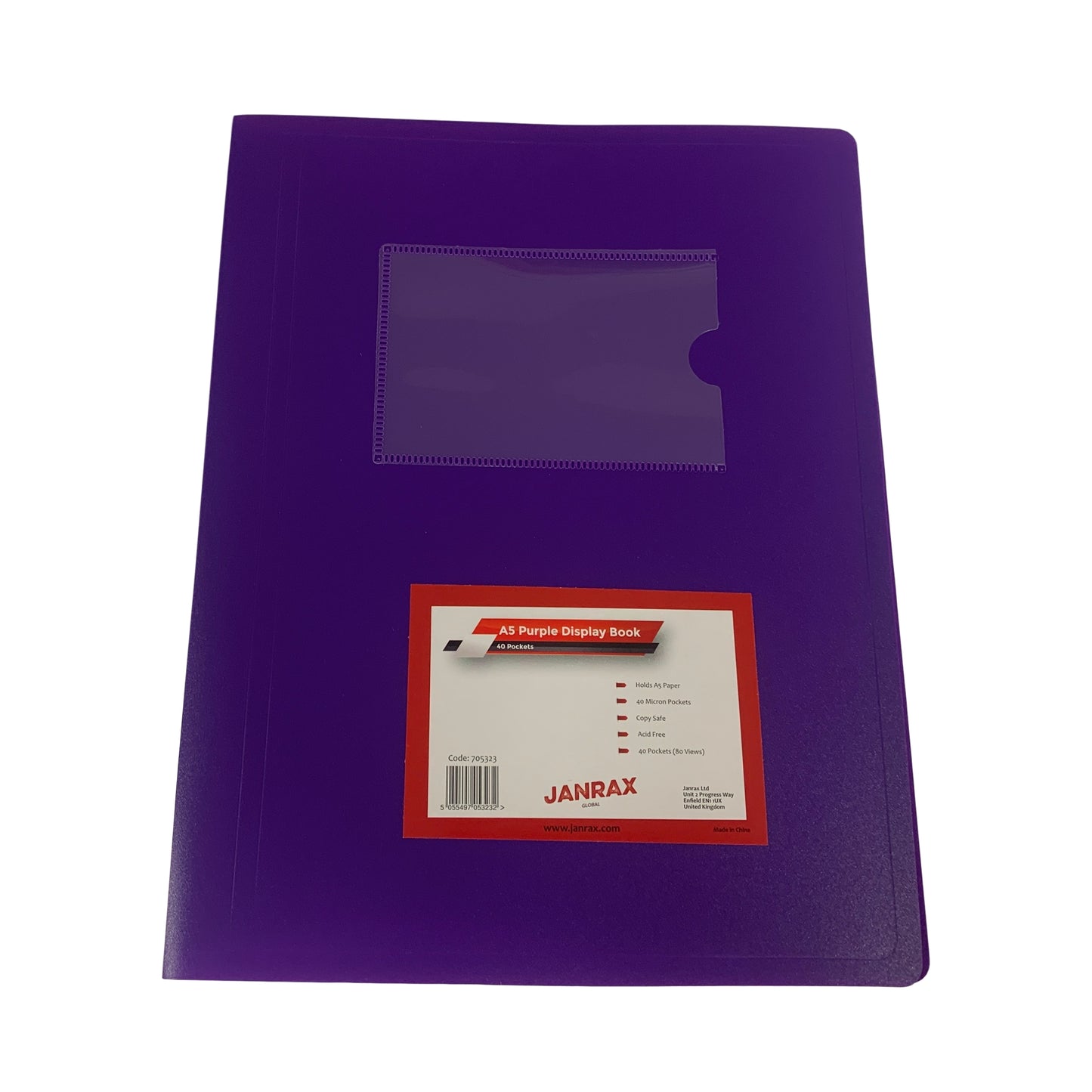 Pack of 5 A5 40 Pocket Purple Flexible Cover Display Books