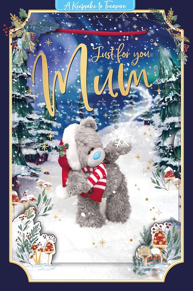 Bear With Snowflake Mum 3D Christmas Card