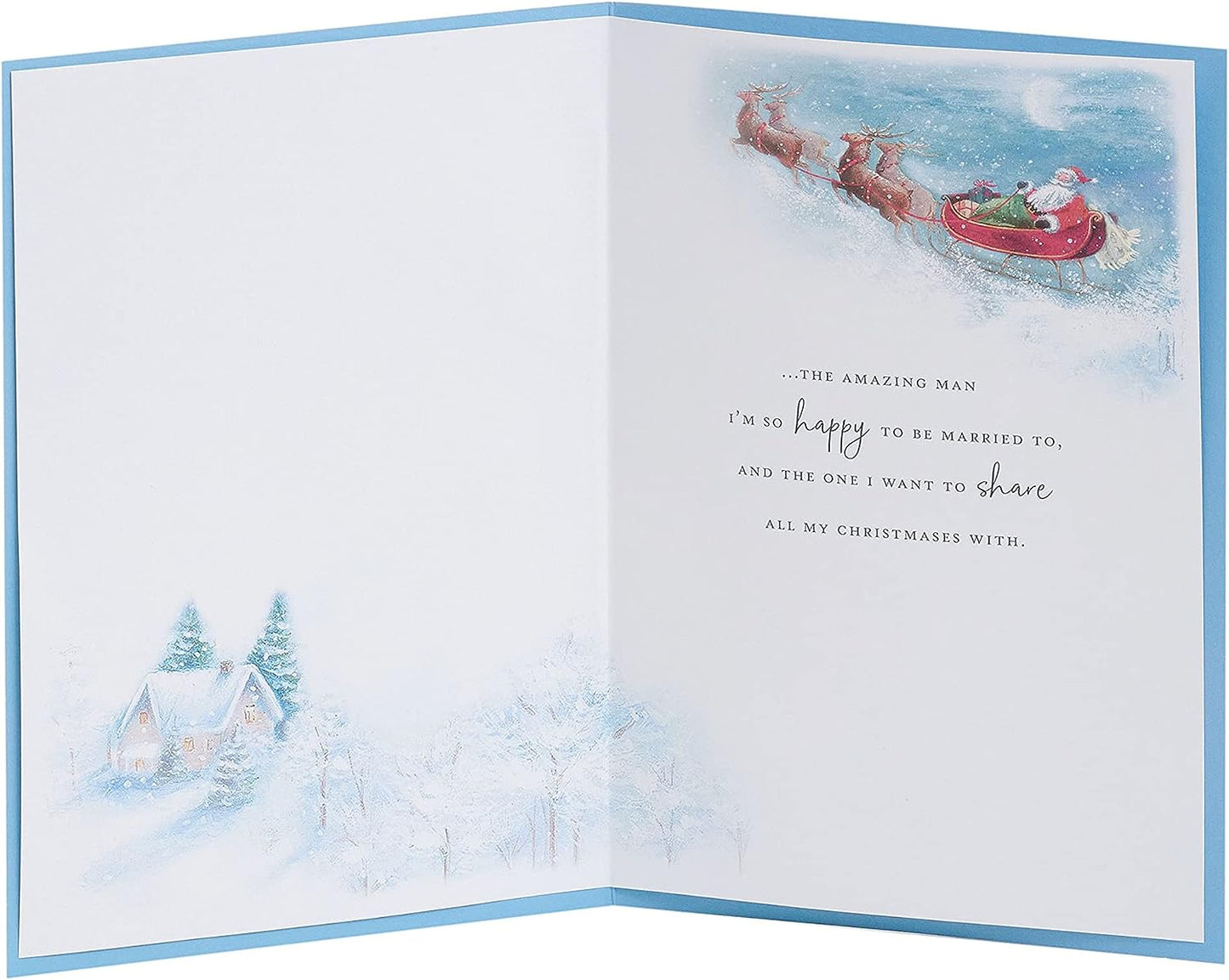 Husband Christmas Card Santa and Sleigh Design