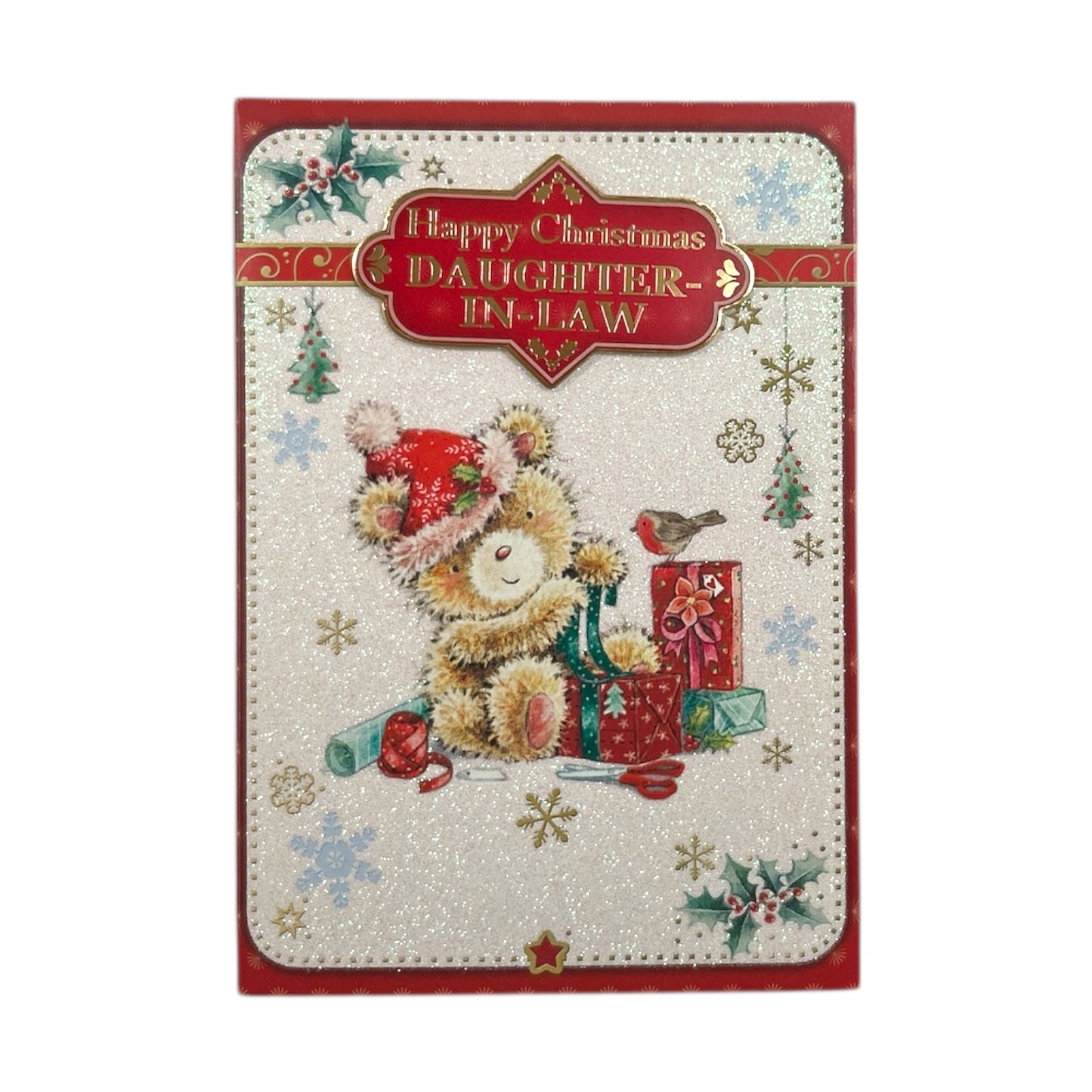 For Daughter In Law Cute Bear & Holiday Magic Christmas Card