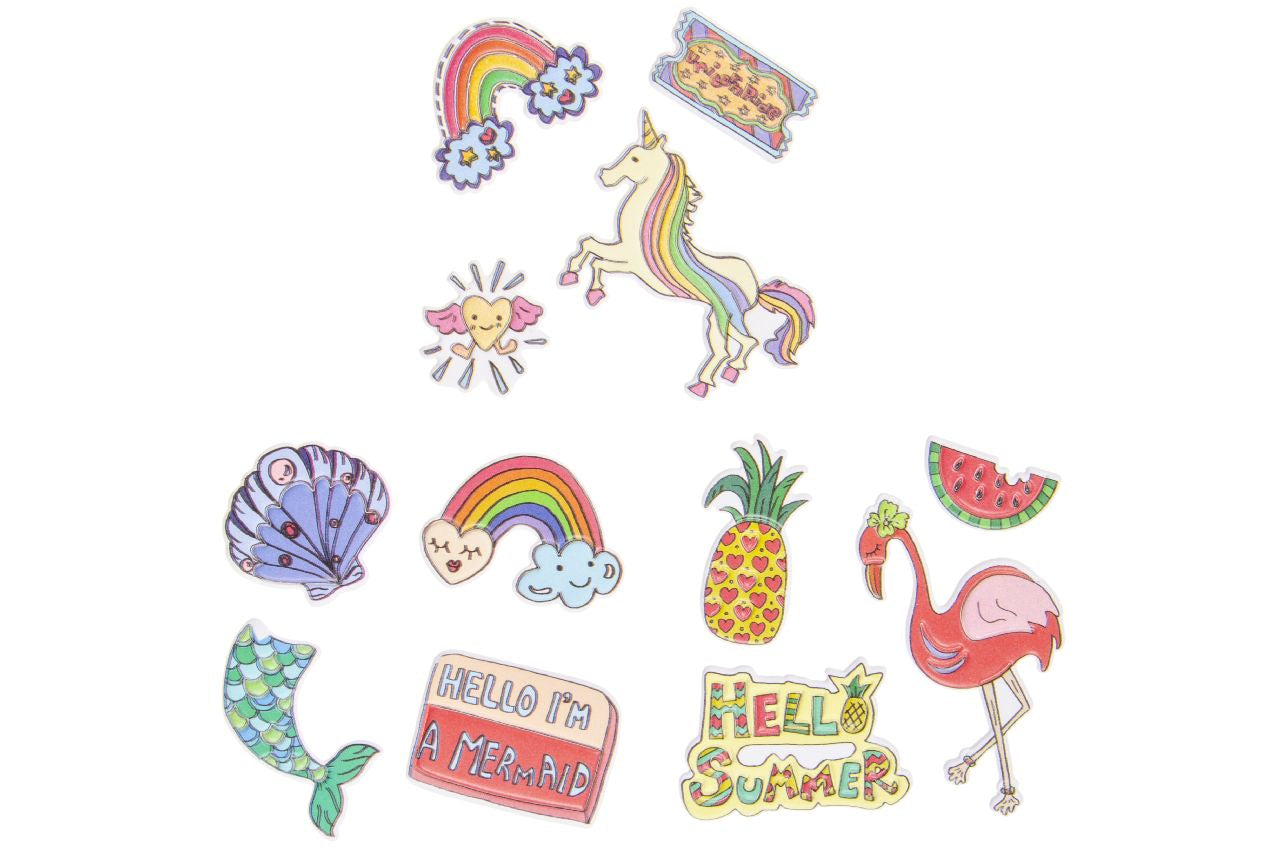 Pack of 12 Fabrics/Textiles Trendy Stickers