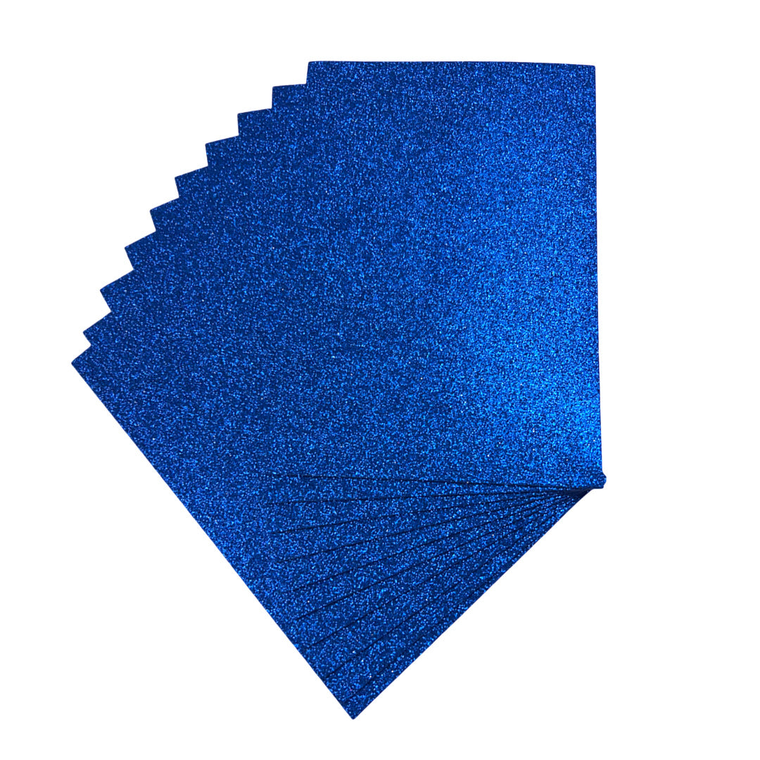 Pack of 10 A4 Blue Glitter Eva Foam Sheets