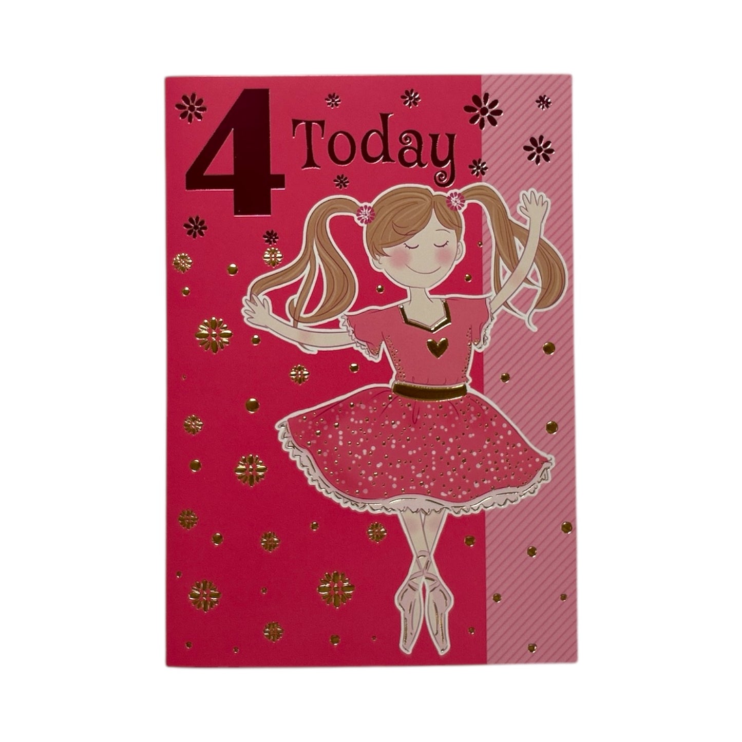 Age 04 Juvenile Girl Dancing Pink Birthday Card