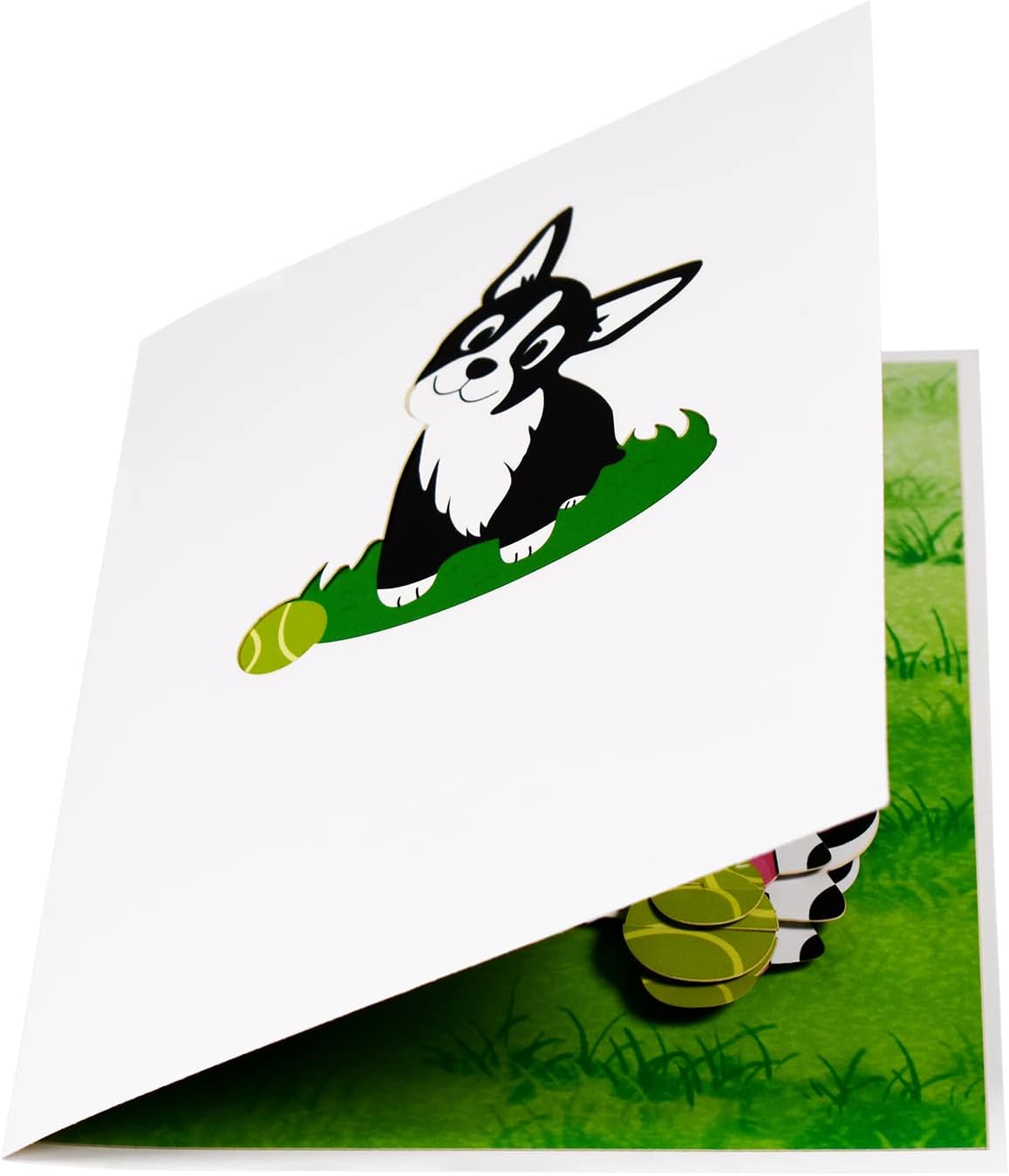 Ball and Grass Scene Boston Terrier Dog 3D Pop Up Greeting Card