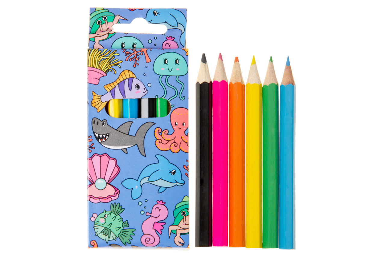 12 Pack of 6 Pieces Sea Animals Colored Pencils 9cm