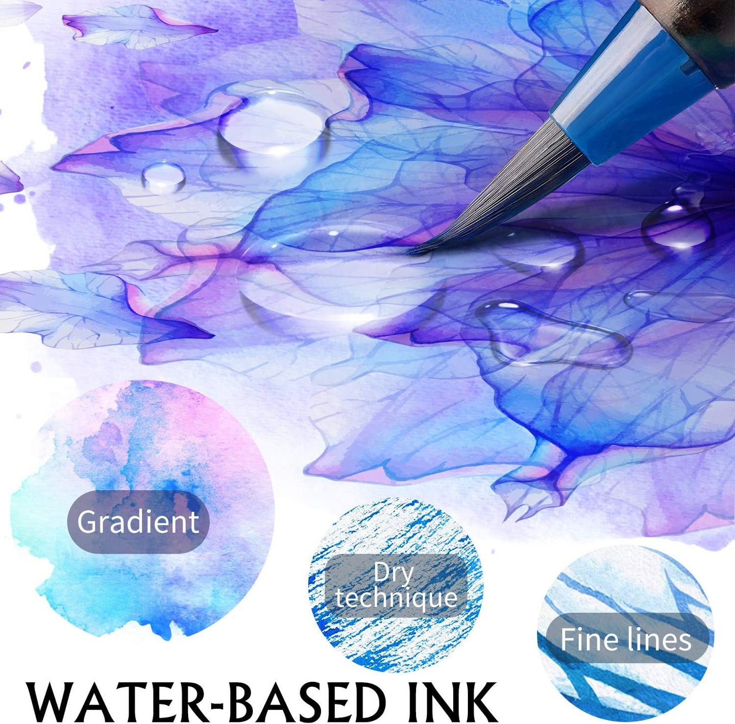 Pack of 12 Washable Water Colour Brush Tip Pens