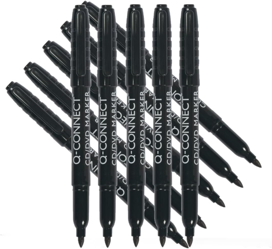 Pack of 10 Bullet Tip Fine Black Permanent Marker Pens