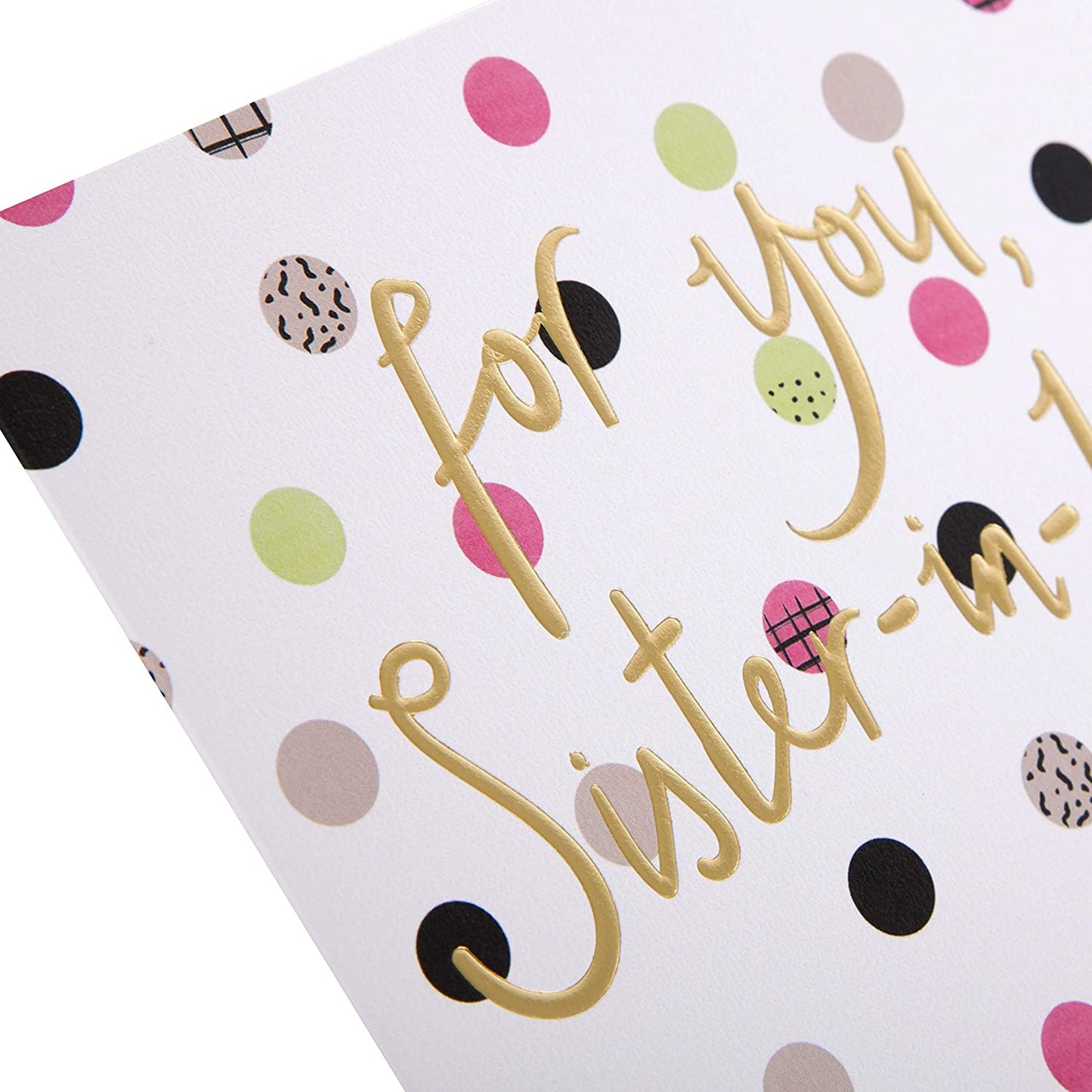 Sister in law Birthday Card Embossed Text Design