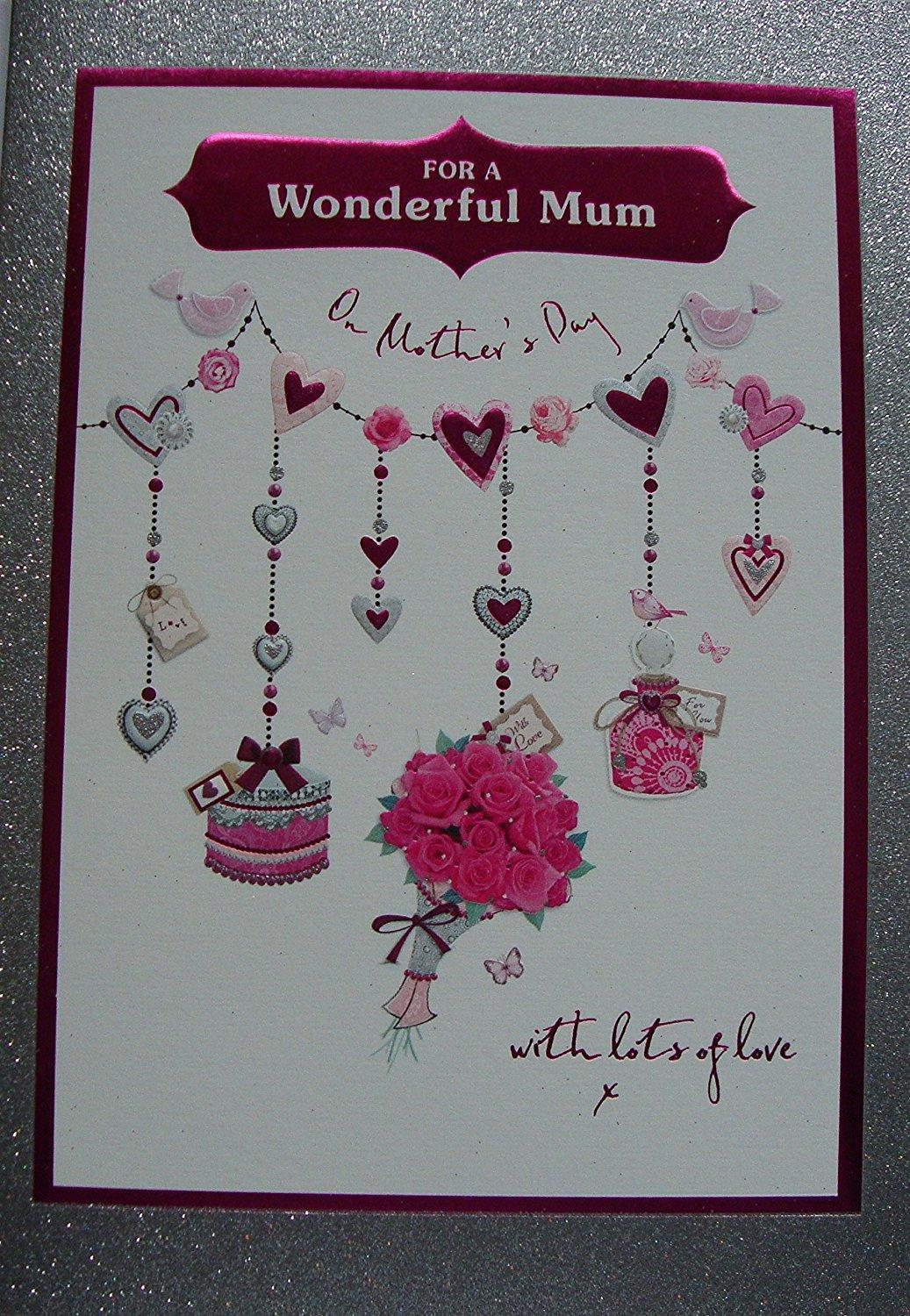 For A Wonderful Mum Lovely Verse Glitter Finished Mother's Day Card